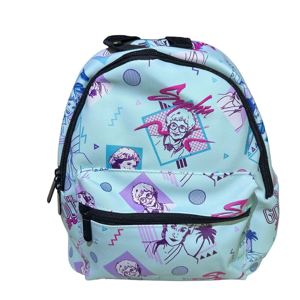 The Golden Girls Bioworld Blue Over All Front Print Mini Backpack Adjustable